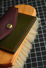 Load image into Gallery viewer, Minimalist Snap Wallet - Olive and Violet Italian Vegtan

