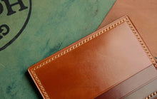 Load image into Gallery viewer, Five Pocket Cardcase - Horween Color #2 and Amaretto Shell Cordovan, Brass Thread.
