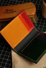Load image into Gallery viewer, Six Pocket Vertical Wallet - Chestnut and Rainbow Italian Vegtan
